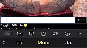 A German milf with big tits masturbates on webcam