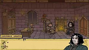 Watch Akabur's witch trainer strip and submit in BDSM game?