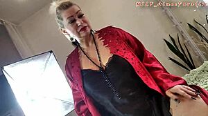 Russian Mature Lady Gives Oiled Close-Up Handjob to Lucky Guy