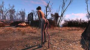 Frumusețea brunetă încurcată în haosul de tentacule din Fallout 4.