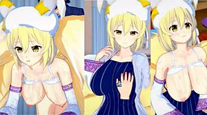 Å mann, jeg elsker å gni de store puppene i denne 3d hentai-anime med blowjob og handjob-feil