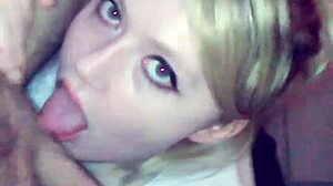 hot amateur blonde gives nut-busting blowjob in lingerie pov