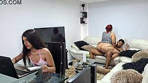 Latina matură excitată călărește pula uriașă, aproape prinsă în partea 4!