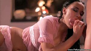 This artificial intelligence blowjob scene is so realistic with facial and swallow.