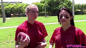 Footballer teen 18+ bffs fucked their trainer after workout