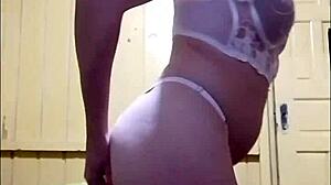 Caught young girl alone sucking tits