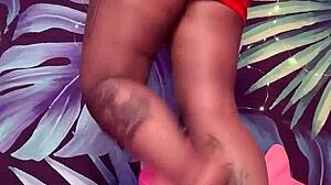 Teasing in pantyhose and latex dress with big tits and feet