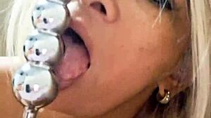 Playing with ball dildo in pussy!