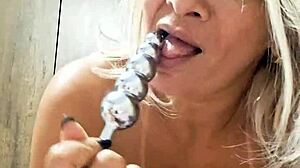 Playing with ball dildo in pussy!