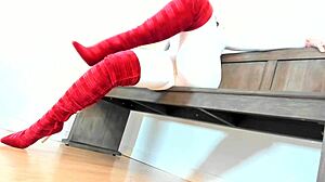 Domination in catsuit and boots.