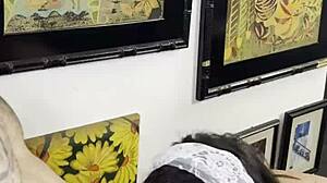 Small Cumshot While Drinking Milk From Milf!