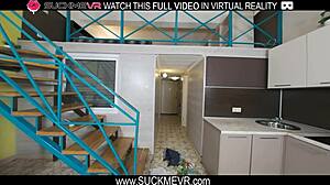 mexican brunette fucking her tall white neighbor with a big cock 😈