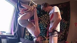 Sexy Bulma has oral pleasure while she is hanging on the air