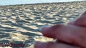 extreme public handjob by misscreamy with clothed folks walking by