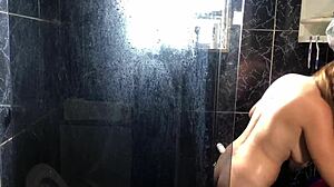 Friend's aunt fucked in bathroom.