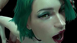 Hot green-haired girl gets doggystyle assfucking in 3d porn 😍