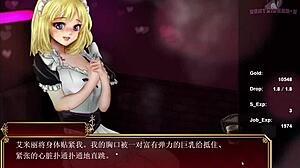 Blonde teen gives oral in anime style.