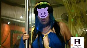 odalisque poses bent over in costume