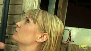 in the village, blonde milfs lure men with big boobs for outdoor action