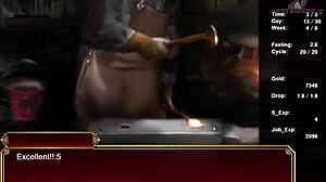 Blonde teen gives oral in anime style.