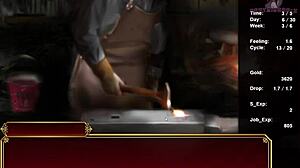 Blonde teen gives oral in anime style.