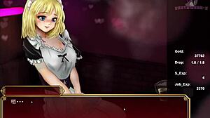 Blonde teen gives oral in anime style.