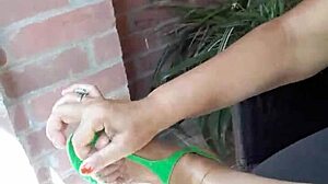 i'm playing with my feet and pussy