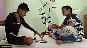 hindi hot girl shares wild threesome licking fun