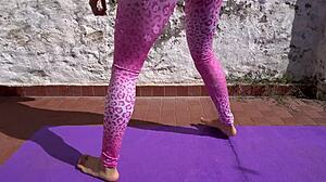 Yoga teacher milf gives joi with cowgirl ass fucking countdown.