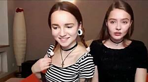 Teen Lesbian Friends Strip and Play on Webcam!