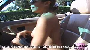 Wild Latina Flashes Shaved Pussy on Public Golf Course