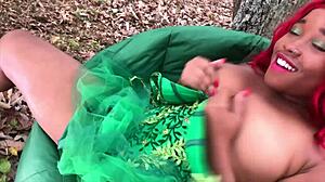 nina rivera cosplays poison ivy outdoors for halloween