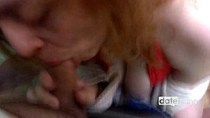 Hot redhead wife fucked in stairwell