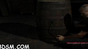 Lovable brunette darling sits on huge fake penis