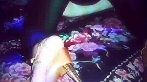 sharon dresses as a whore after work, husband licks her ass