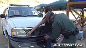 Dominant Cop Pulls Over Brunette For Anal