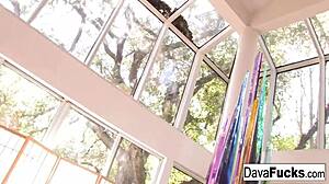 i'm dava foxx in pink lingerie for a solo show