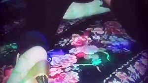 sharon dresses as a whore after work, husband licks her ass