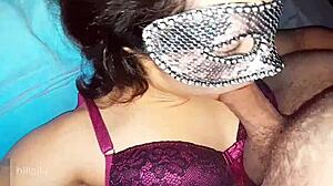 the couple slides his cock into her mouth for a homemade fuck