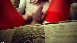 Dana Devine Crossdresser Appears In Red Tights For A Stylish Outfit