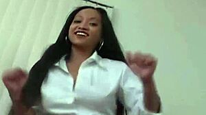 ebony teen babe ioni teases before sucking cock in pov action.