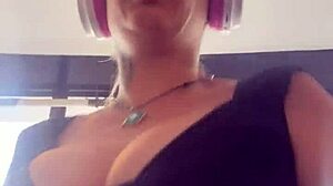 Blonde Runner's Breasts Bounce Out During Intense Gym Session