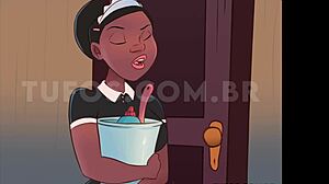 Oye, quieres ver cómo follo el culo apretado de esta criada?