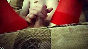 Dana Devine Crossdresser Appears In Red Tights For A Stylish Outfit