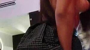 Latina stepsister with big tits rides cowgirl and moans deliciously while sucking cock