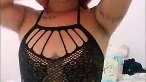 Oh gosh, I'm TS Angelique Monroe, cumming hard in my fishnet lingerie, can't stop fingering myself!