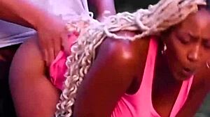 Black Woman in Real Couple DOGGYSTYLE Riding Huge