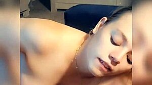 cute blonde gives adorable blowjob to horny guy on tinder date