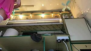 Sexy Brunette Girl Upskirt at Work No Panties