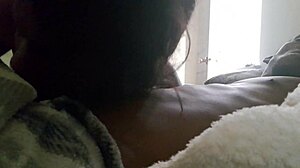 the ebony amateur gives a vicious blowjob to the black guy